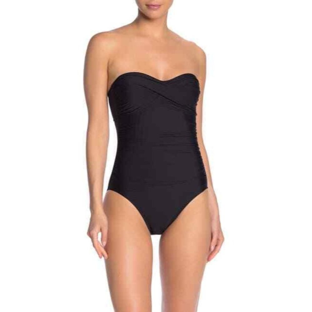 Athena NWOT 14 Black Twist Detail One Piece Swimsuit